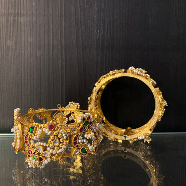Araya – handcrafted gold-tone 92.5 sterling silver bangle by My Motifs, view 2