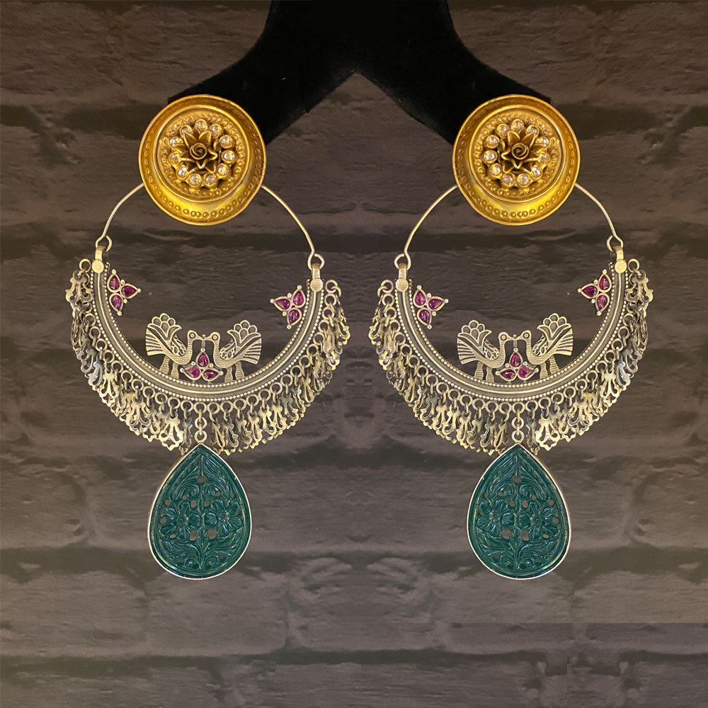 Dual Tone Circular Earring – handcrafted dual-tone 92.5 sterling silver earrings by My Motifs