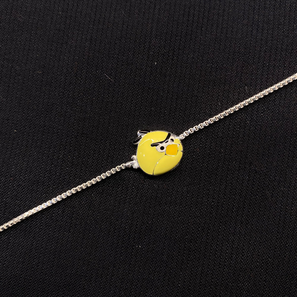 Yellow Angry Bird Rakhi – handcrafted 92.5 sterling silver rakhi by My Motifs