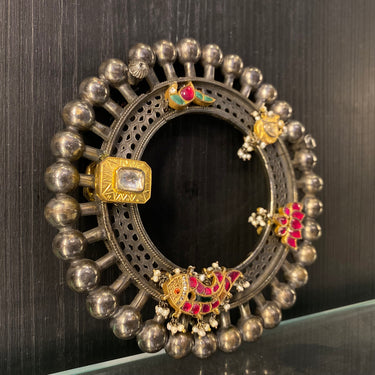 Alekha – handcrafted dual-tone 92.5 sterling silver bracelet by My Motifs, view 2