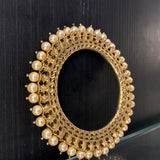 Pearl Pacheli – handcrafted gold-plated 92.5 sterling silver bangle by My Motifs, view 2