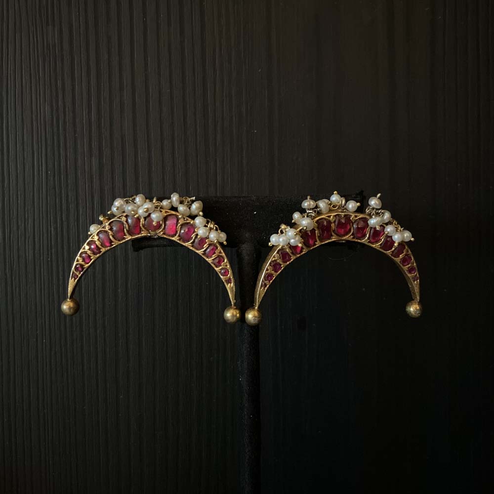 Nisitha – handcrafted gold-tone 92.5 sterling silver earrings by My Motifs