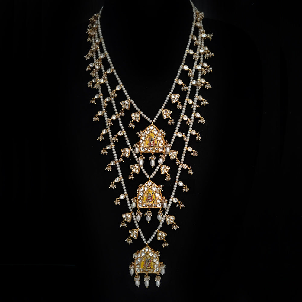 Talin – silver necklace with freshwater pearls and kundan – My Motifs