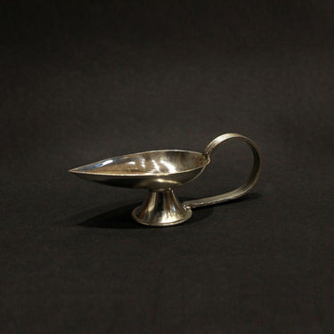 Silver Leaf Shaped Diya – handcrafted 92.5 sterling silver diya by My Motifs
