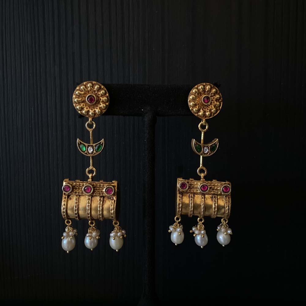 Itya – handcrafted gold-tone 92.5 sterling silver earrings by My Motifs