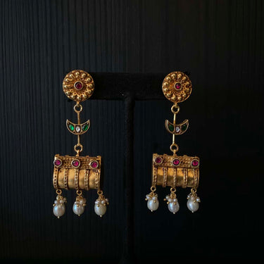 Itya – handcrafted gold-tone 92.5 sterling silver earrings by My Motifs