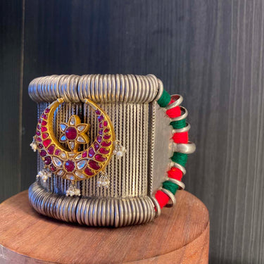 Nikara – handcrafted dual-tone 92.5 sterling silver kada by My Motifs, view 2