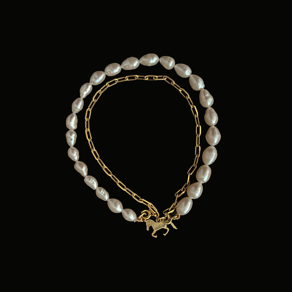 Moti & Chain Bracelet – silver bracelet with freshwater pearls – My Motifs