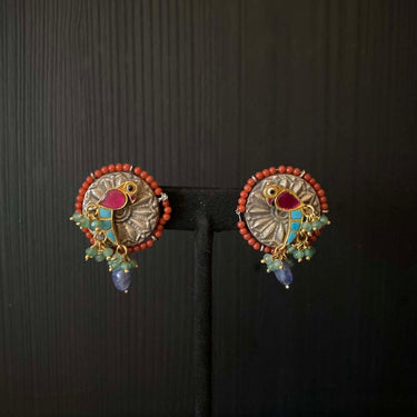 Niam – handcrafted dual-tone 92.5 sterling silver earrings by My Motifs