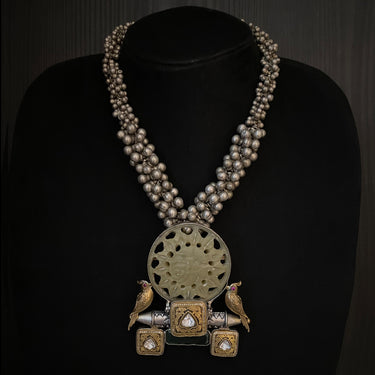 Mehar – handcrafted dual-tone 92.5 sterling silver necklace by My Motifs