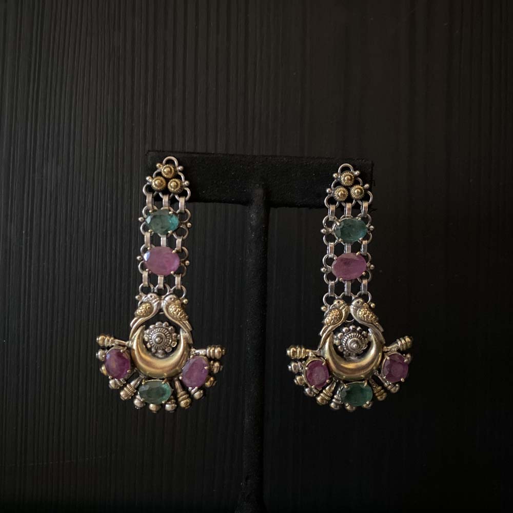 Pusti – handcrafted dual-tone 92.5 sterling silver earrings by My Motifs