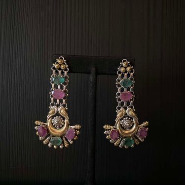 Pusti – handcrafted dual-tone 92.5 sterling silver earrings by My Motifs