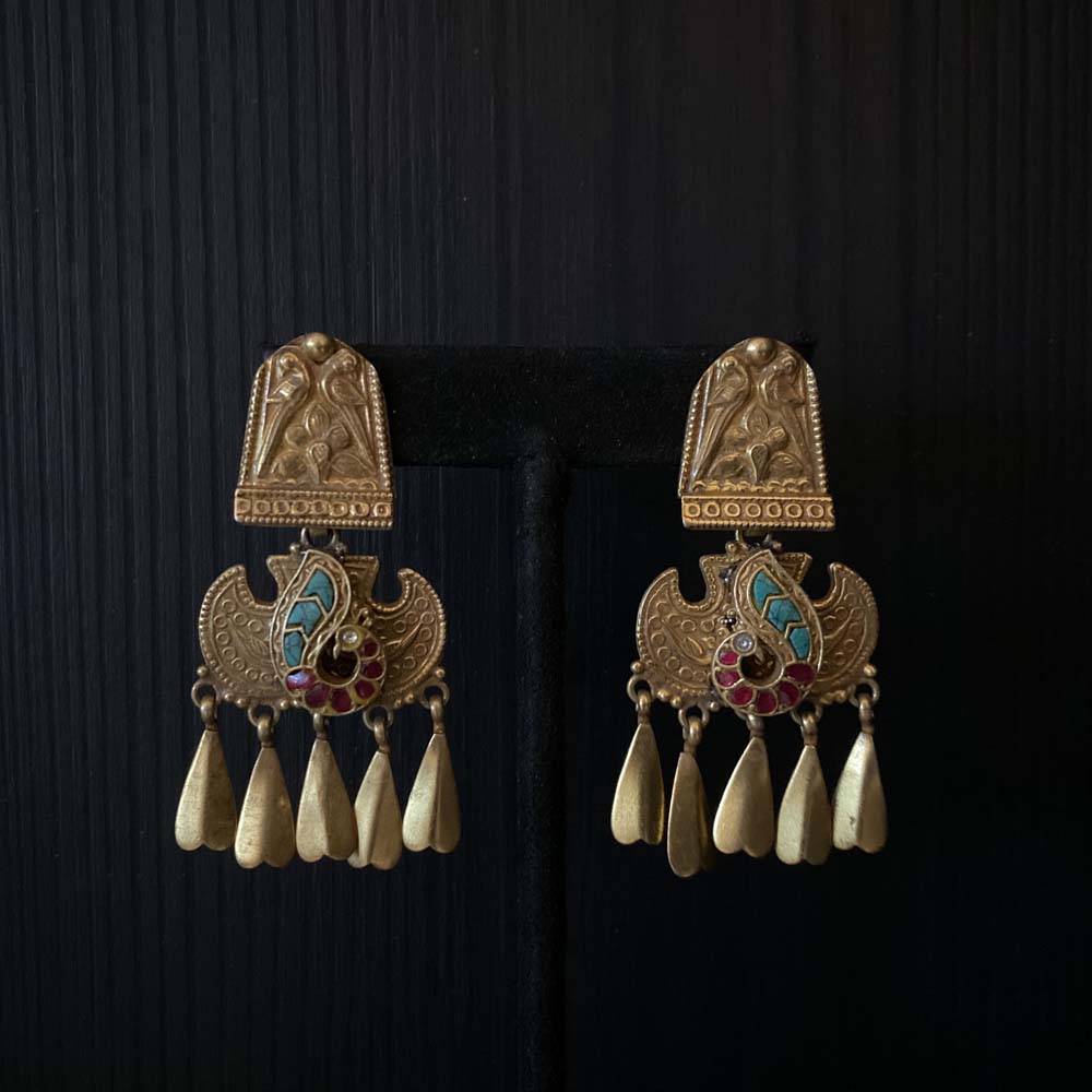 Bhadra – handcrafted gold-tone 92.5 sterling silver earrings by My Motifs
