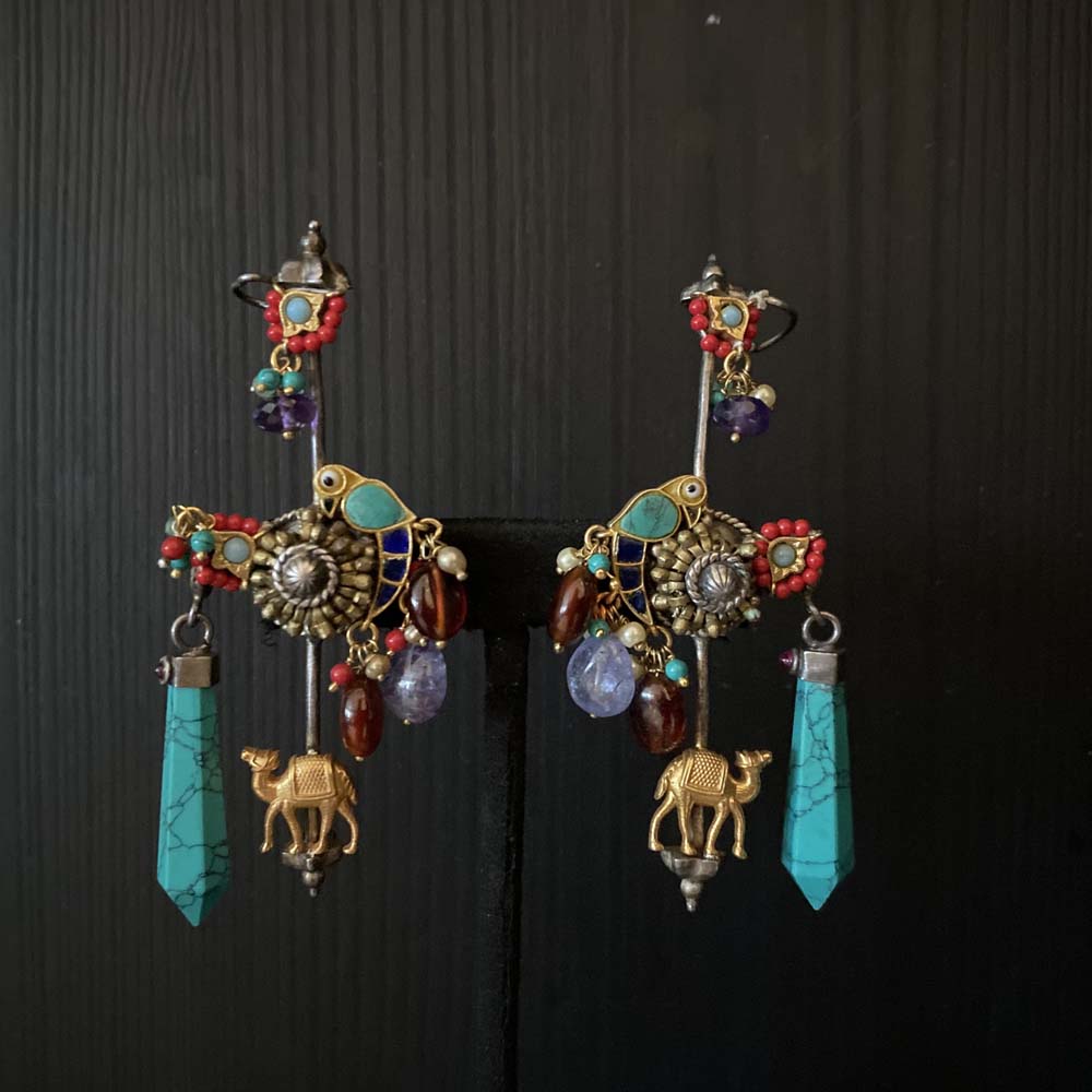 Nav – handcrafted dual-tone 92.5 sterling silver earrings by My Motifs
