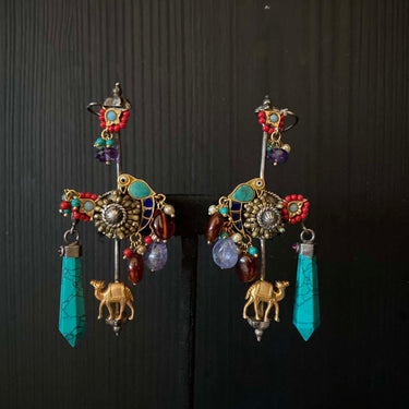 Nav – handcrafted dual-tone 92.5 sterling silver earrings by My Motifs