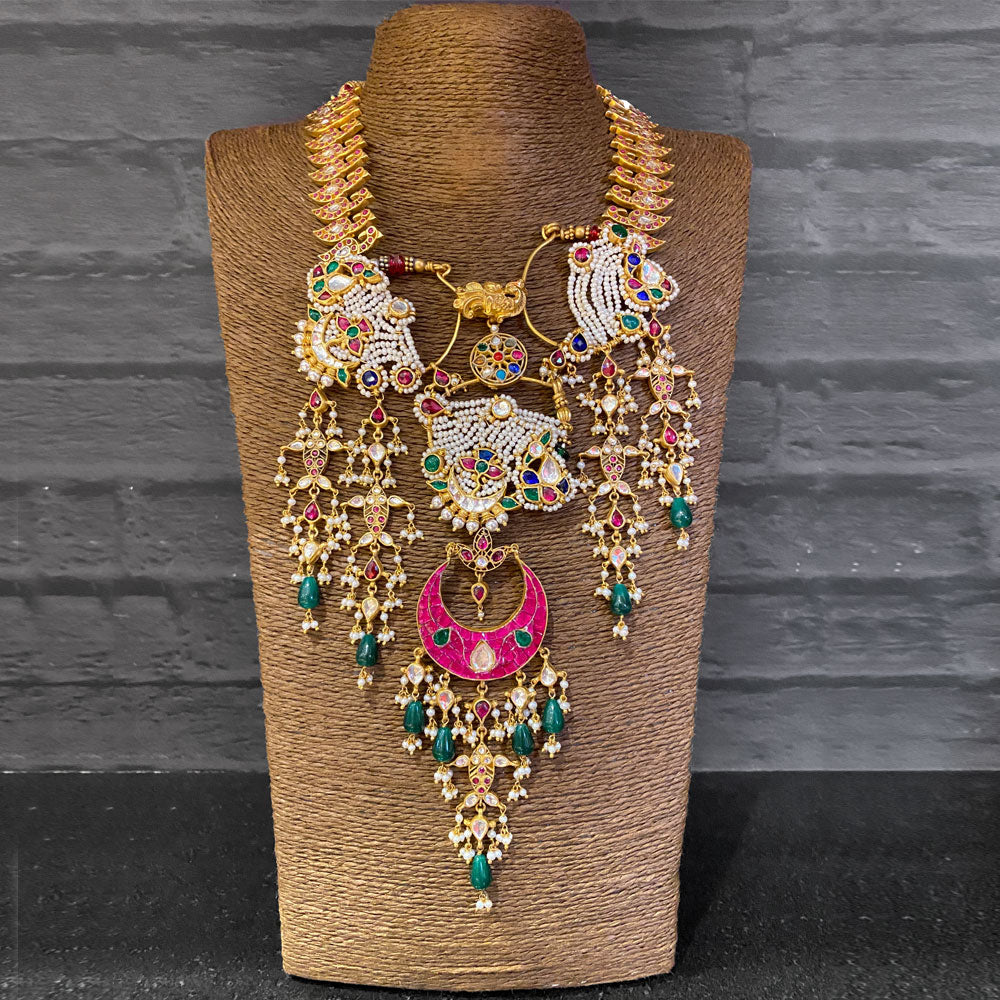 Dandla Haar – silver necklace with freshwater pearls and kundan – My Motifs