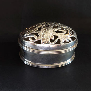 Intricate Silver Pooja Box – handcrafted 92.5 sterling silver pooja box by My Motifs