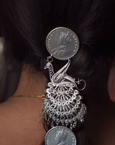 Tvaraa – handcrafted 92.5 sterling silver hair pin by My Motifs, view 2