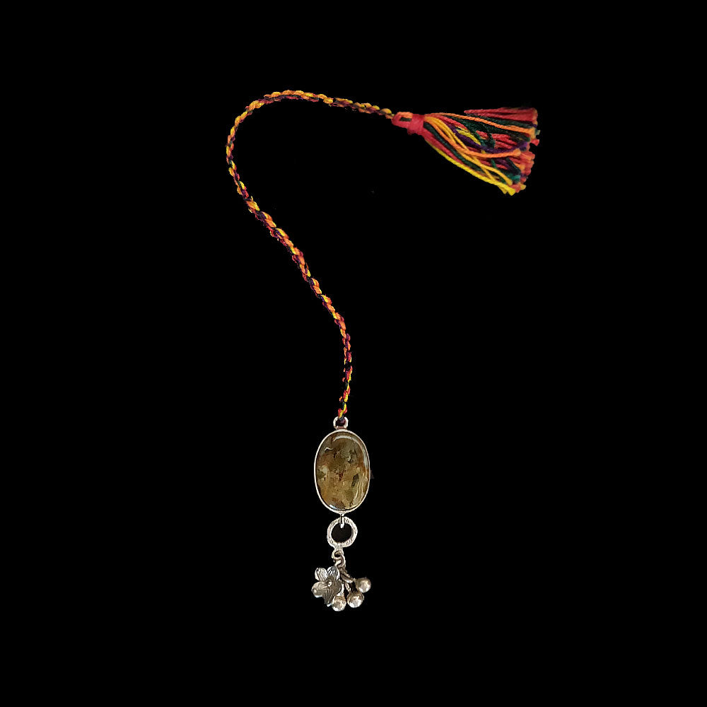 Stone Rakhi With MultiColour Thread – handcrafted 92.5 sterling silver rakhi by My Motifs
