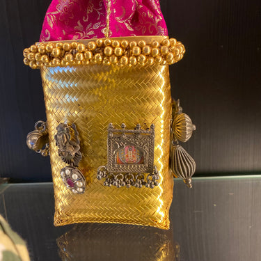 Rayaaaa – handcrafted dual-tone 92.5 sterling silver potli bag by My Motifs, view 3