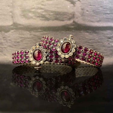 Pink Stone Kada – handcrafted 92.5 sterling silver kada by My Motifs