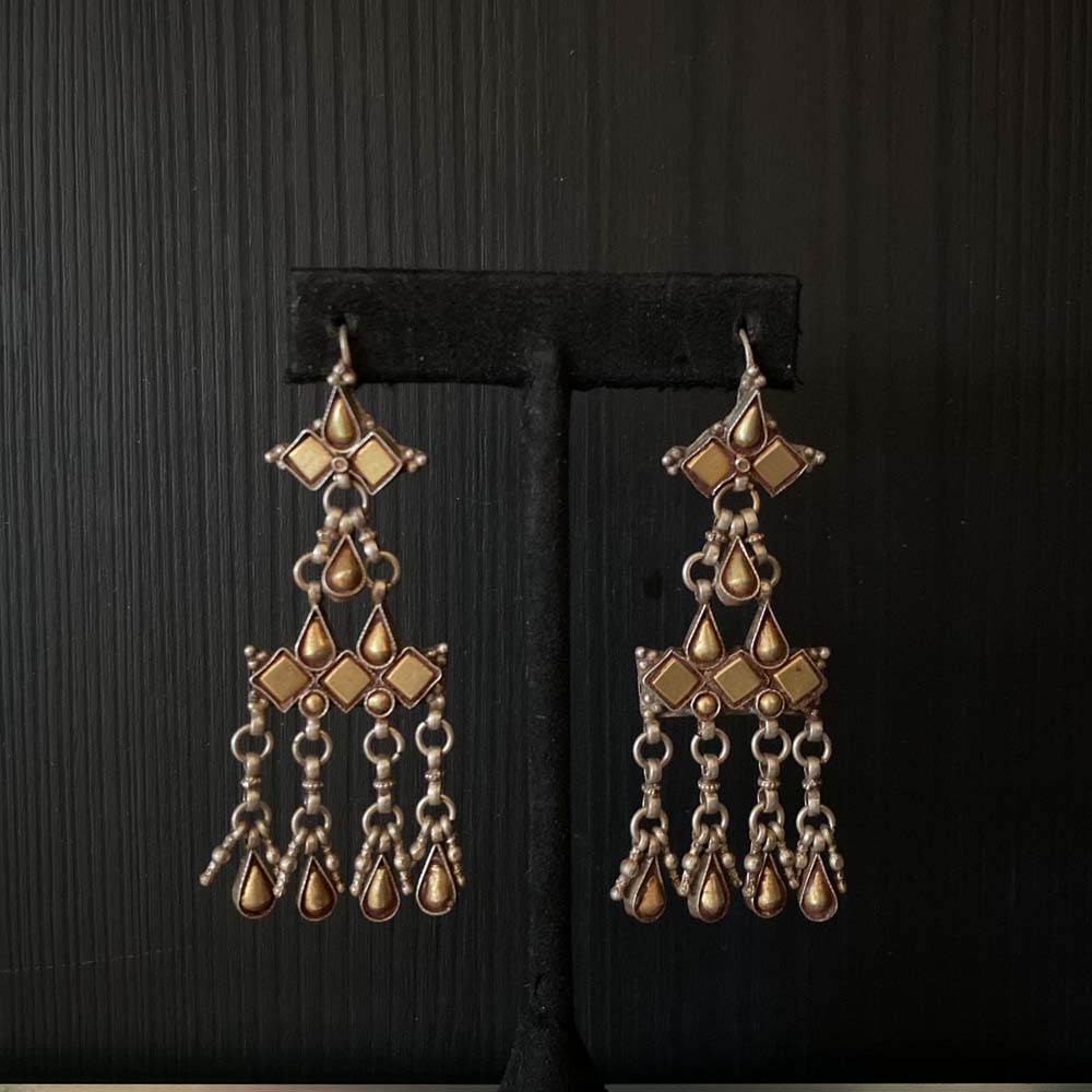 Nirj – handcrafted dual-tone 92.5 sterling silver earrings by My Motifs