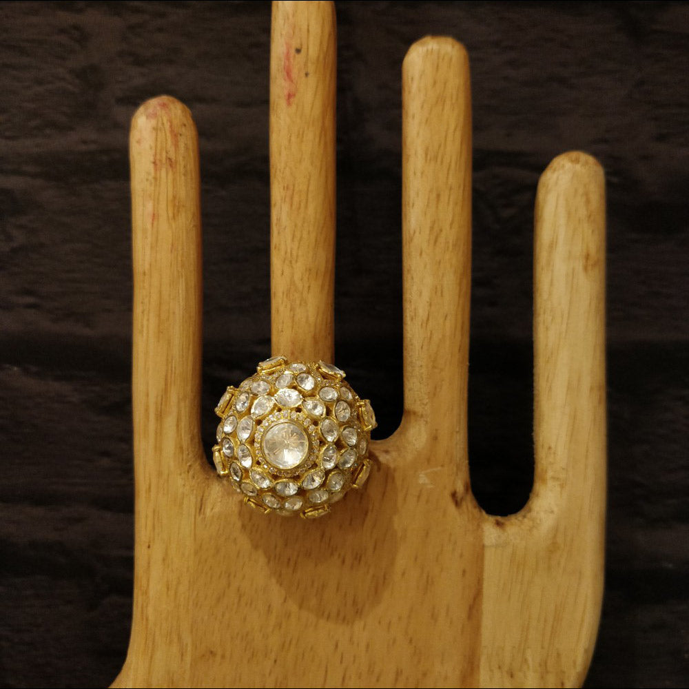 Kundan Ring – handcrafted 92.5 sterling silver ring by My Motifs