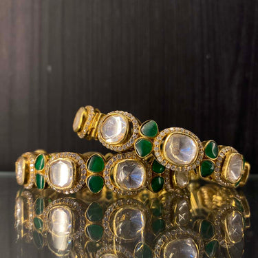 Tamad – gold-tone silver bangle with kundan – My Motifs
