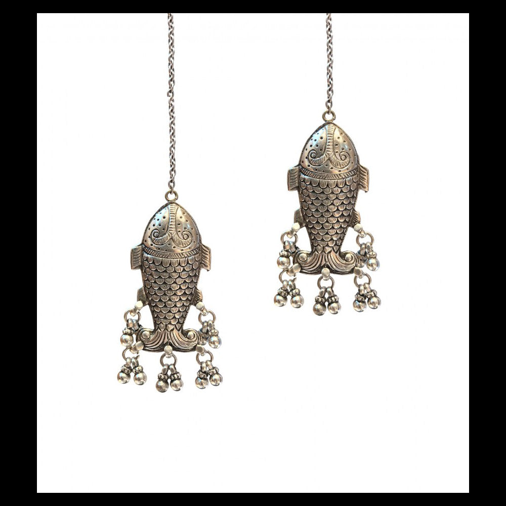 Privika Earrings – silver earrings with ghungroo details – My Motifs