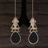 Natural Stone Fish Motif Earrings – handcrafted 92.5 sterling silver earrings by My Motifs