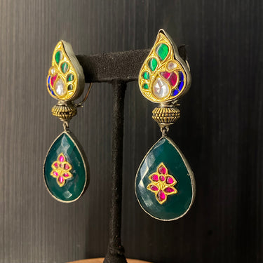 Navik – handcrafted dual-tone 92.5 sterling silver earrings by My Motifs, view 2