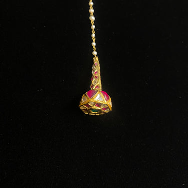 Siddhh – handcrafted gold-tone 92.5 sterling silver mang tikka by My Motifs, view 2