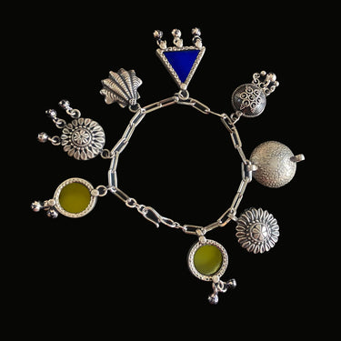 Coloured Charms Bracelet – handcrafted 92.5 sterling silver bracelet by My Motifs