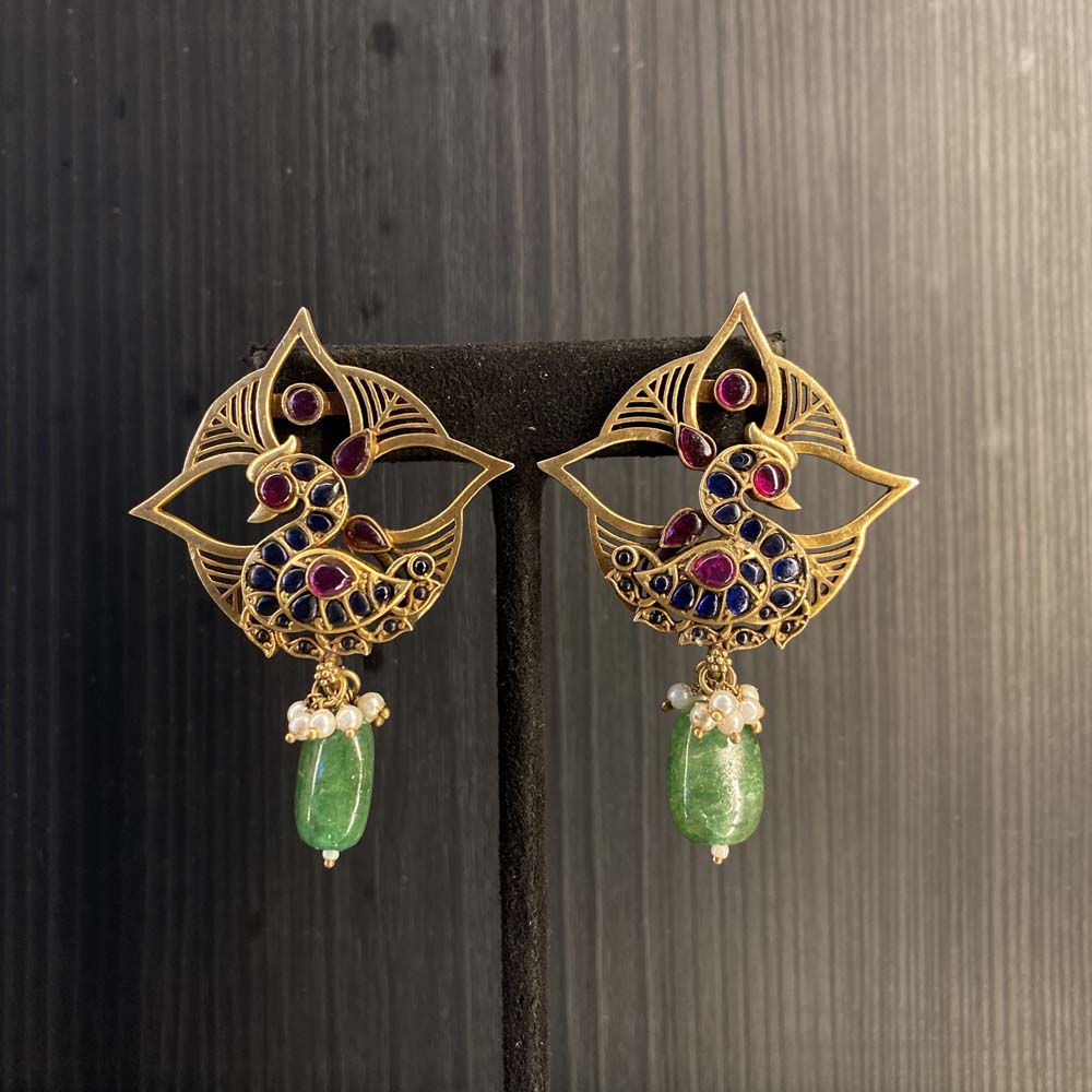 Syona – handcrafted gold-tone 92.5 sterling silver earrings by My Motifs