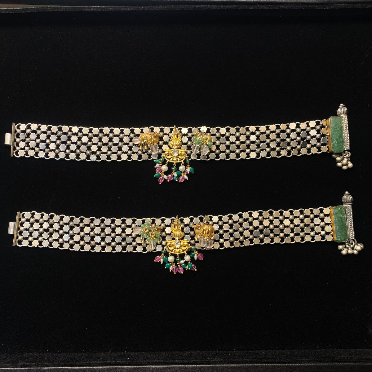Prigh – handcrafted dual-tone 92.5 sterling silver anklet by My Motifs