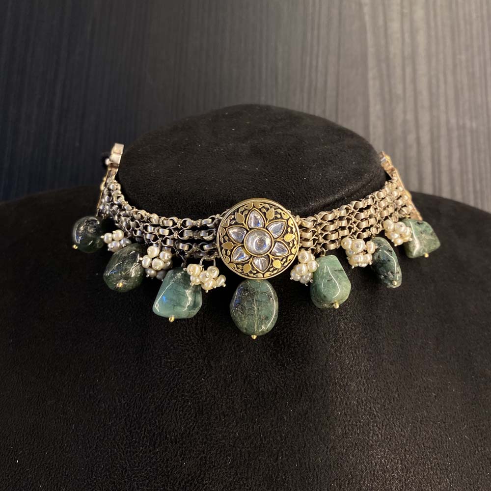 Niruha – handcrafted dual-tone 92.5 sterling silver necklace by My Motifs