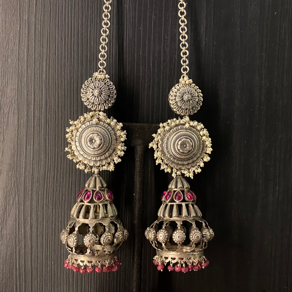 Agati – silver jhumka earrings with freshwater pearls – My Motifs