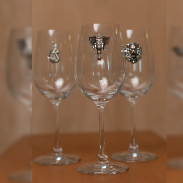 Silver Elephant Motif Glass – wine glass with handcrafted silver elephant motif by My Motifs