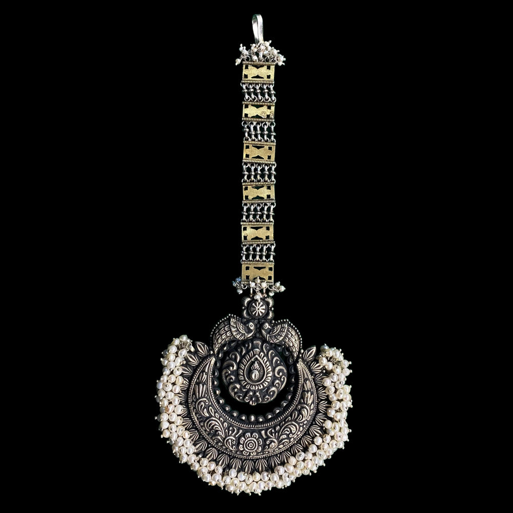 Titiksha – handcrafted dual-tone 92.5 sterling silver mang tikka by My Motifs