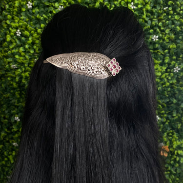 Intricate Silver Hairpin – handcrafted 92.5 sterling silver hair pin by My Motifs