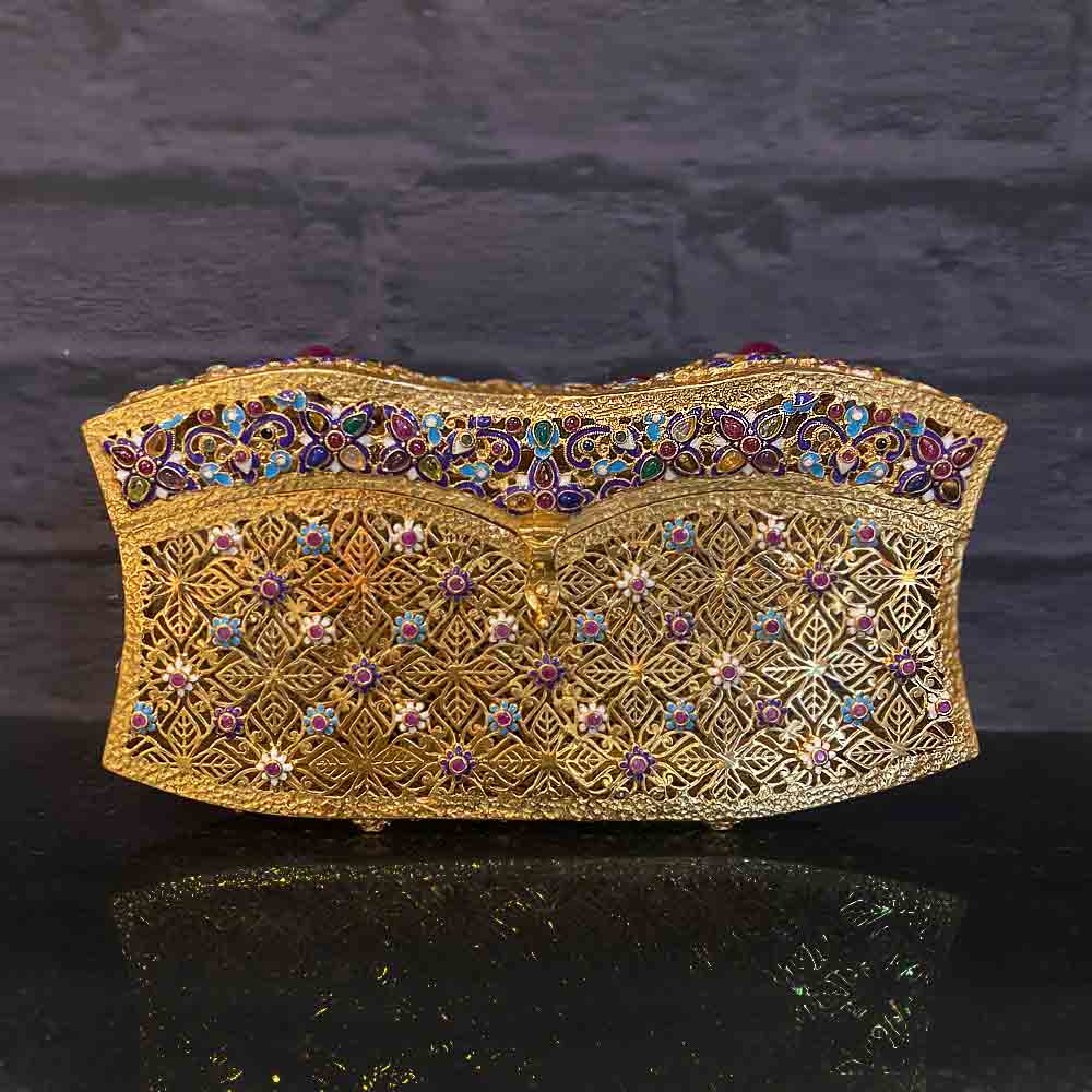 Uniquely Shaped Gold Clutch – handcrafted gold-tone 92.5 sterling silver clutch by My Motifs