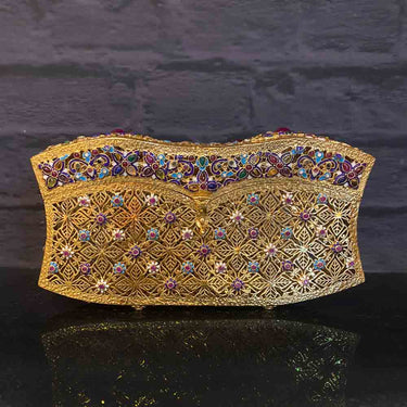 Uniquely Shaped Gold Clutch – handcrafted gold-tone 92.5 sterling silver clutch by My Motifs
