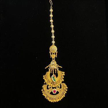 Nura – handcrafted gold-tone 92.5 sterling silver mang tikka by My Motifs