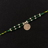 Green Beads Rakhi – handcrafted 92.5 sterling silver rakhi by My Motifs
