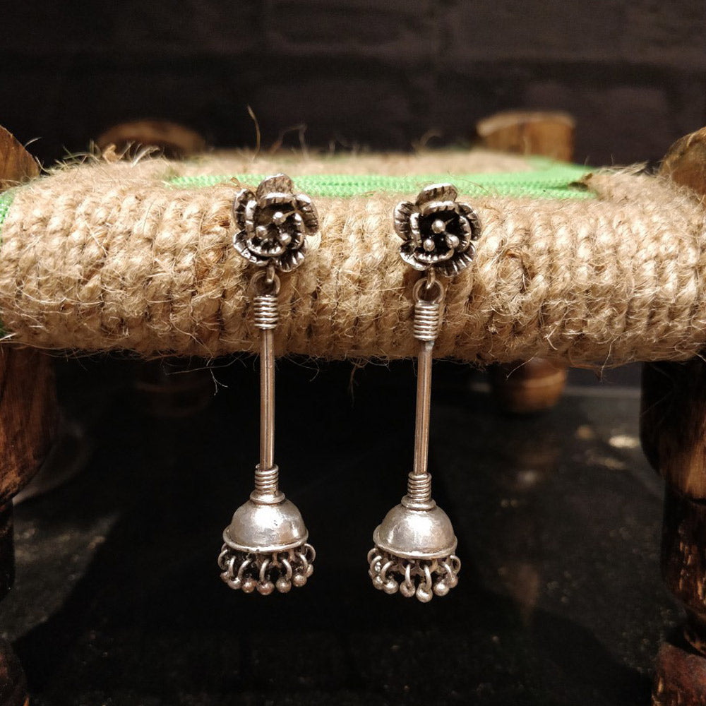 Petite Rose Drop Jhumka Earrings – handcrafted 92.5 sterling silver jhumkas by My Motifs