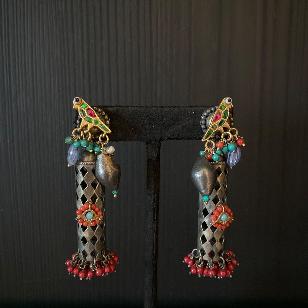 Anakaa – handcrafted dual-tone 92.5 sterling silver earrings by My Motifs