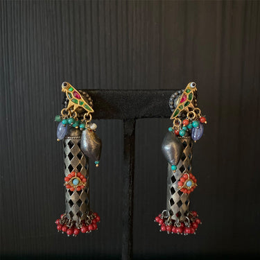 Anakaa – handcrafted dual-tone 92.5 sterling silver earrings by My Motifs