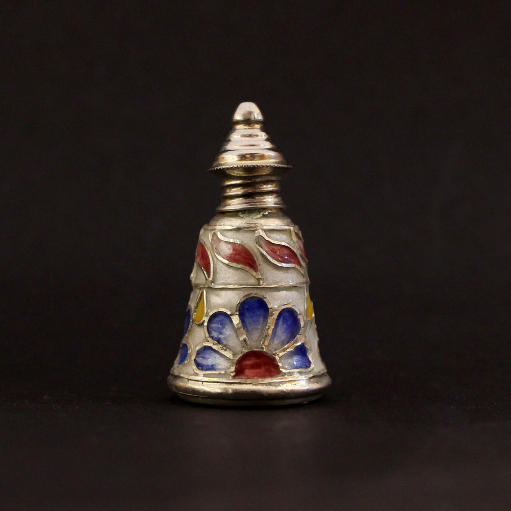 Floral Meenakari Sindoor Dabbi – handcrafted 92.5 sterling silver sindoor dabbi by My Motifs