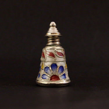Floral Meenakari Sindoor Dabbi – handcrafted 92.5 sterling silver sindoor dabbi by My Motifs