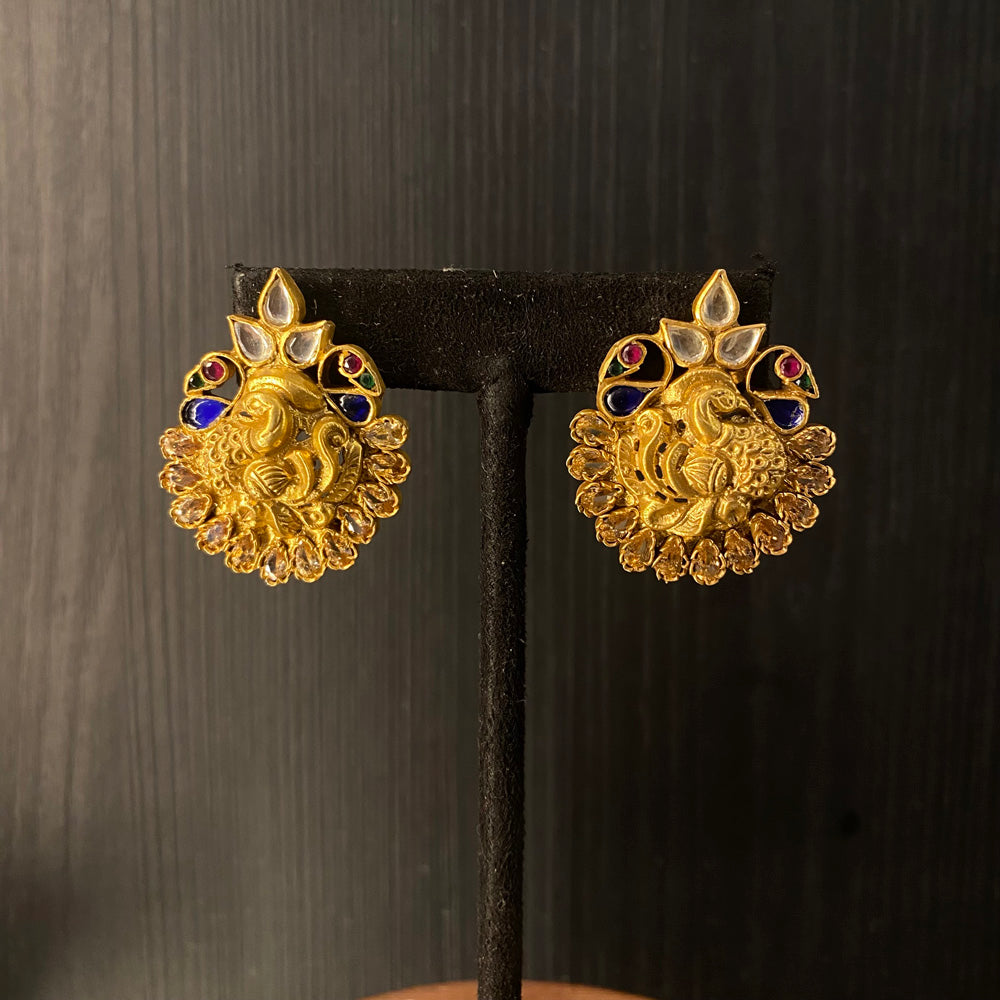 Alit – handcrafted dual-tone 92.5 sterling silver earrings by My Motifs